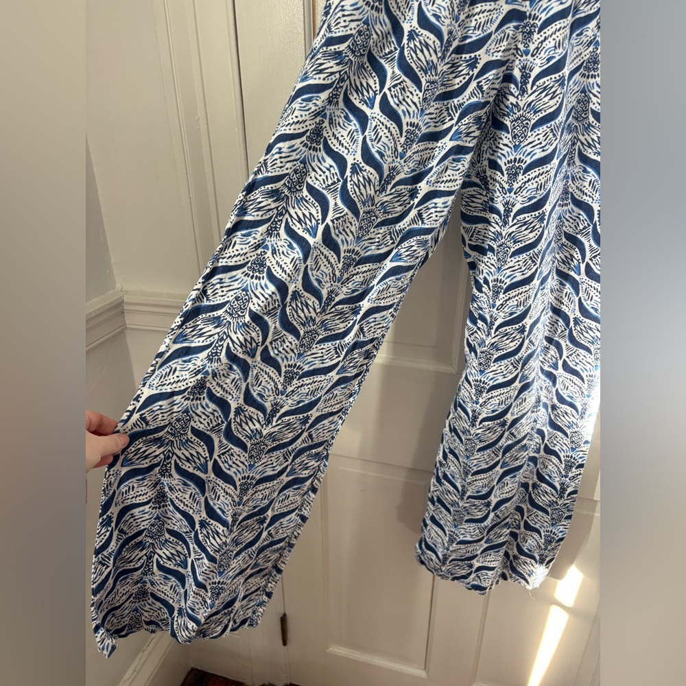 Lilly Pulitzer Bal Harbour Linen Palazzo Pant Navy Mermaids Tail Size Medium (M) - Picture 3 of 10